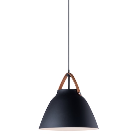 Nordic 1-Light 14.25 Wide Tan Leather / Black Pendant Light
